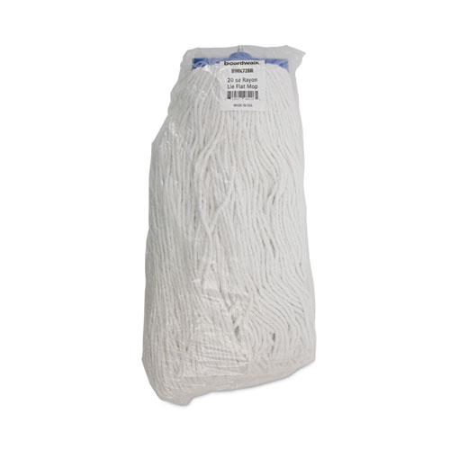 Picture of Mop Head, Economical Lie-Flat Head, Rayon Fiber, 20oz, White, 12/Carton