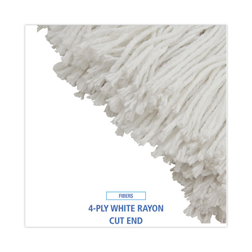 Picture of Cut-End Lie-Flat Wet Mop Head, Rayon, 24oz, White, 12/Carton