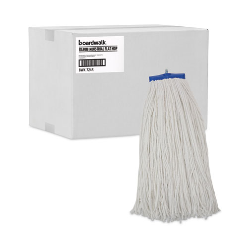 Picture of Cut-End Lie-Flat Wet Mop Head, Rayon, 24oz, White, 12/Carton