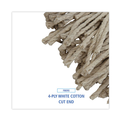 Picture of Mop Head, Economical Lie-Flat Head, Cotton Fiber, 32oz, White, 12/Carton