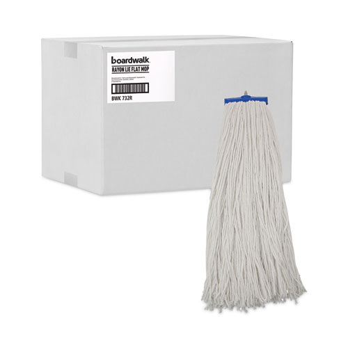 Picture of Mop Head, Economical Lie-Flat Head, Rayon Fiber, 32-Oz., White, 12/Carton