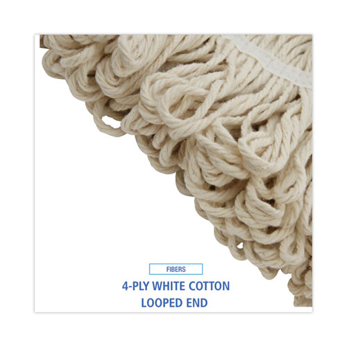 Picture of Mop Head, Lie-Flat Head, Cotton Fiber, 24 oz, White, 12/Carton