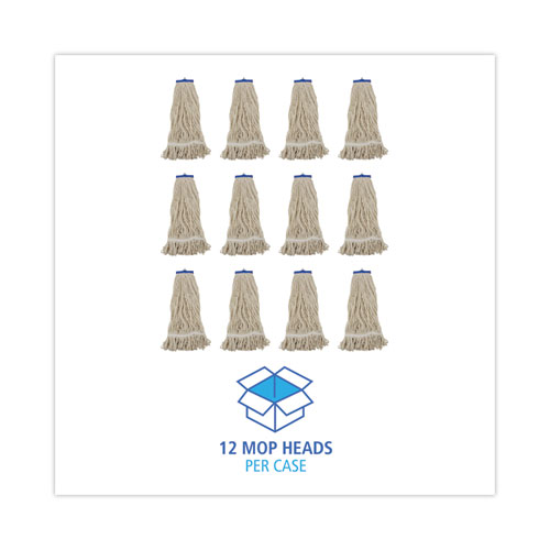 Picture of Mop Head, Lie-Flat Head, Cotton Fiber, 24 oz, White, 12/Carton