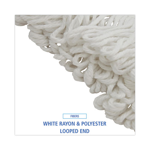 Picture of Mop Head, Lie-Flat Head, Rayon Fiber, 24oz, White, 12/Carton