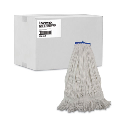 Picture of Mop Head, Lie-Flat Head, Rayon Fiber, 24oz, White, 12/Carton