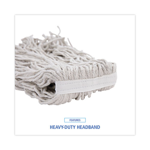 Picture of Banded Mop Head, Cotton, Cut-End, White, 16 oz, 12/Carton