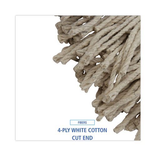 Picture of Mop Head, Lie-Flat Head, Cotton Fiber, 24 oz., White, 12/Carton