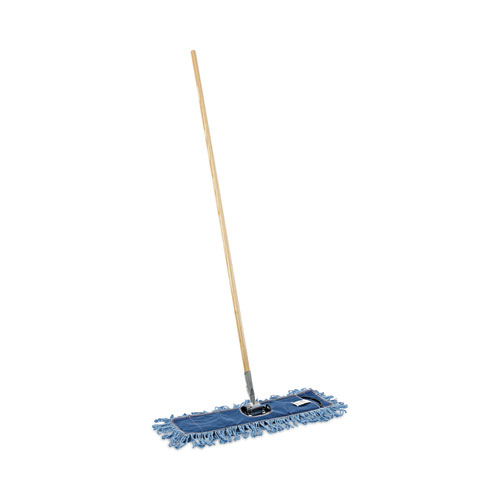Picture of Dry Mopping Kit, 24 x 5 Blue Synthetic Head, 60" Natural Wood/Metal Handle