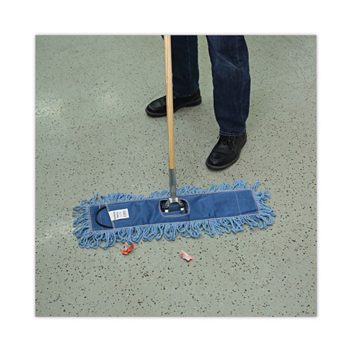 Picture of Dry Mopping Kit, 24 x 5 Blue Synthetic Head, 60" Natural Wood/Metal Handle