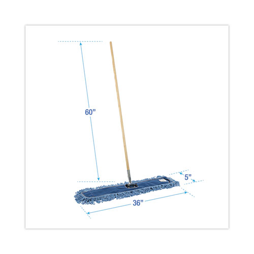 Picture of Dry Mopping Kit, 36 x 5 Blue Blended Synthetic Head, 60" Natural Wood/Metal Handle