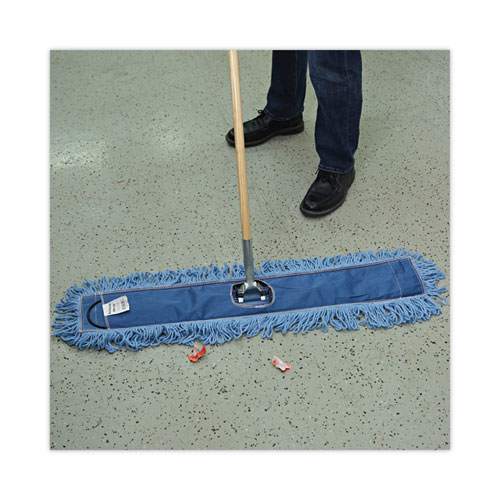 Picture of Dry Mopping Kit, 36 x 5 Blue Blended Synthetic Head, 60" Natural Wood/Metal Handle