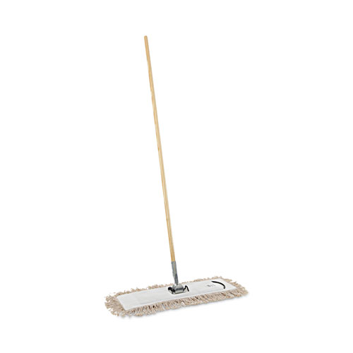 Picture of Cotton Dry Mopping Kit, 24 x 5 Natural Cotton Head, 60" Natural Wood Handle