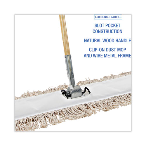 Picture of Cotton Dry Mopping Kit, 36 x 5 Natural Cotton Head, 60" Natural Wood Handle