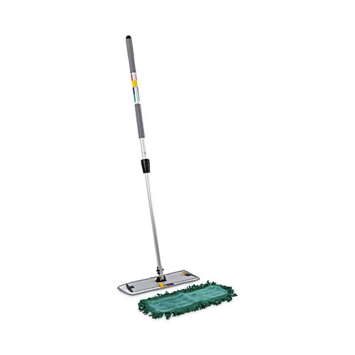 Picture of Microfiber Cleaning Kit, 18" Wide Blue/Green Microfiber Head, 35" to 60" Gray Aluminum Handle