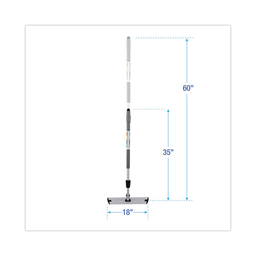 Picture of Microfiber Cleaning Kit, 18" Wide Blue/Green Microfiber Head, 35" to 60" Gray Aluminum Handle