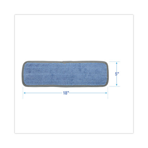 Picture of Microfiber Mop Head, Blue, 18 x 5, Split Microfiber, Hook and Loop Back, Dozen