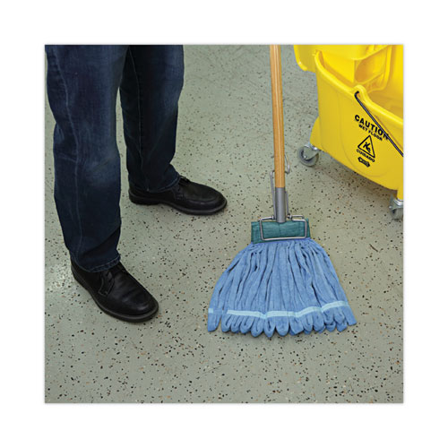 Picture of Microfiber Looped-End Wet Mop Heads, Medium, Blue, 12/Carton, 12/Carton