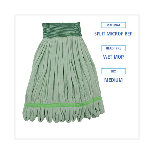 Picture of Microfiber Looped-End Wet Mop Heads, Medium, Green, 12/Carton