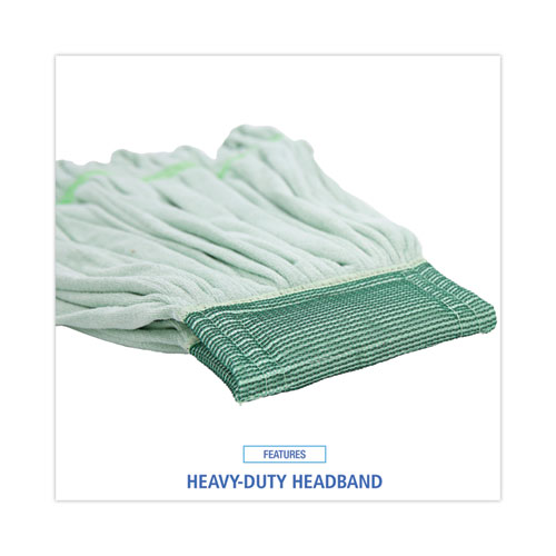 Picture of Microfiber Looped-End Wet Mop Heads, Medium, Green, 12/Carton