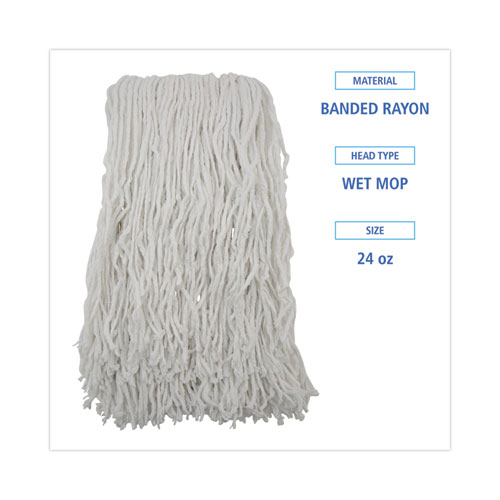 Picture of Banded Rayon Cut-End Mop Heads, #24, White, 1.25" Headband, 12/Carton