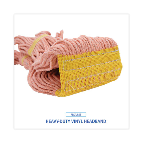 Picture of Super Loop Wet Mop Head, Cotton/Synthetic Fiber, 5" Headband, Small Size, Orange, 12/Carton