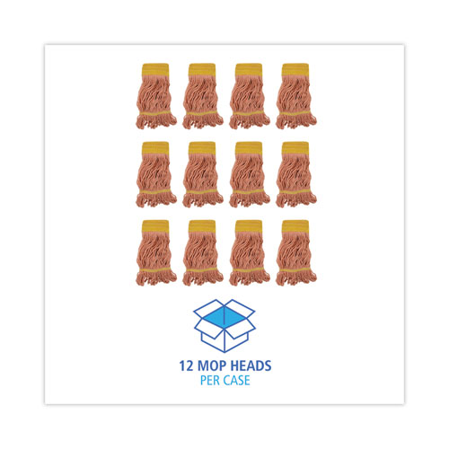 Picture of Super Loop Wet Mop Head, Cotton/Synthetic Fiber, 5" Headband, Small Size, Orange, 12/Carton