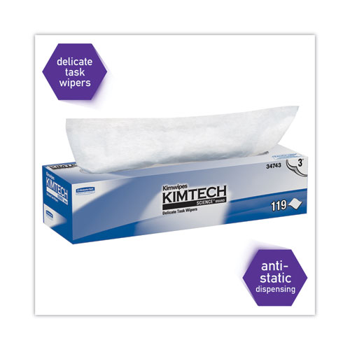 Picture of Kimwipes Delicate Task Wipers, 3-Ply, 11.8 x 11.8, Unscented, White, 100/Box, 15 Boxes/Carton