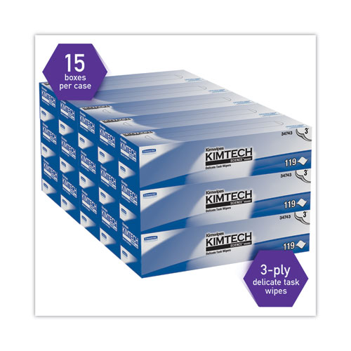 Picture of Kimwipes Delicate Task Wipers, 3-Ply, 11.8 x 11.8, Unscented, White, 100/Box, 15 Boxes/Carton