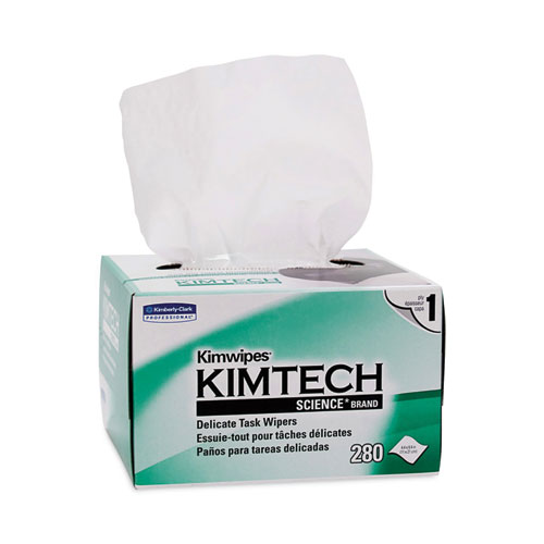 Picture of Kimwipes Delicate Task Wipers, 1-Ply, 4.4 x 8.4, Unscented, White, 280/Box, 30 Boxes/Carton