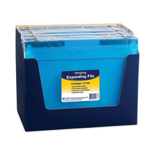 Picture of Expanding File with Hang Tabs, Pre-Printed Index-Tab Inserts, 12 Sections, 1" Capacity, Letter Size, 1/6-Cut Tabs, Blue