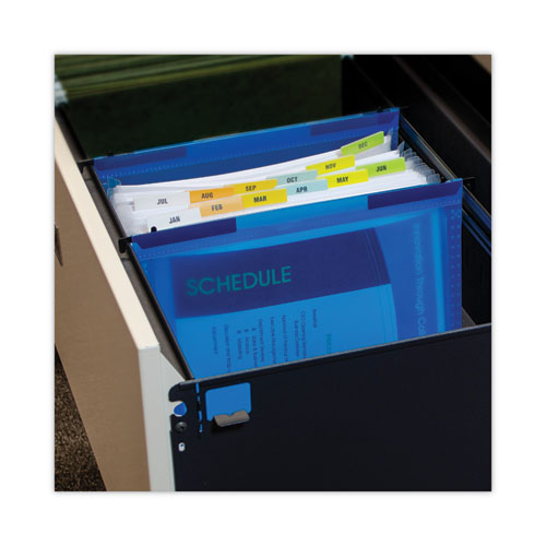 Picture of Expanding File with Hang Tabs, Pre-Printed Index-Tab Inserts, 12 Sections, 1" Capacity, Letter Size, 1/6-Cut Tabs, Blue