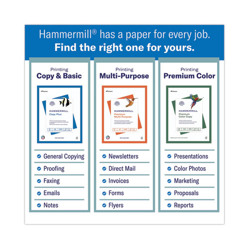 Picture of Copy Plus Print Paper, 92 Bright, 3-Hole, 20 lb Bond Weight, 8.5 x 11, White, 500 Sheets/Ream, 10 Reams/Carton