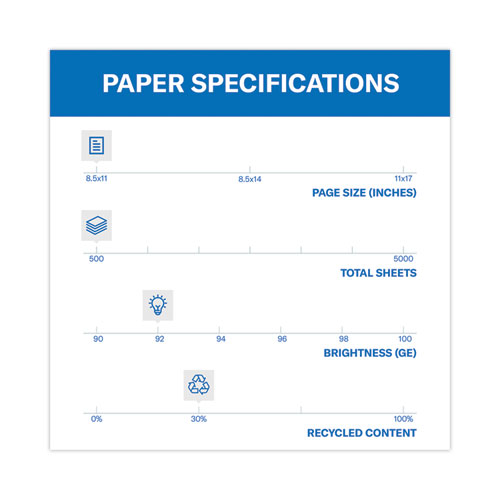 Picture of Great White 30 Recycled Print Paper, 92 Bright, 20 lb Bond Weight, 8.5 x 11, White, 500/Ream