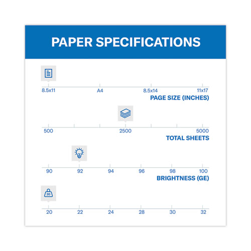 Picture of Copy Plus Print Paper, 92 Bright, 20 lb Bond Weight, 8.5 x 11, White, 500 Sheets/Ream, 5 Reams/Carton