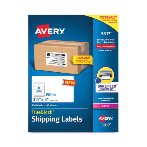 Shipping+Labels+with+TrueBlock+Technology%2C+Laser+Printers%2C++2.5+x+4%2C+White%2C+8%2FSheet%2C+100+Sheets%2FPack
