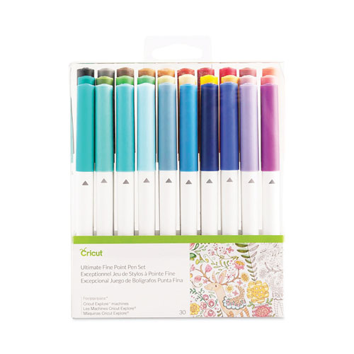 Picture of Ultimate Fine Point Porous Point Pens, Stick, Fine 0.4 mm, Assorted Ink Colors, White Barrel, 30/Set