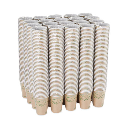 Picture of EcoSmart Recycled Fiber Hot/Cold Cups, 12 oz, Kraft/Green, 50/Sleeve, 20 Sleeves/Carton