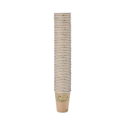 Picture of EcoSmart Recycled Fiber Hot/Cold Cups, 12 oz, Kraft/Green, 50/Sleeve, 20 Sleeves/Carton