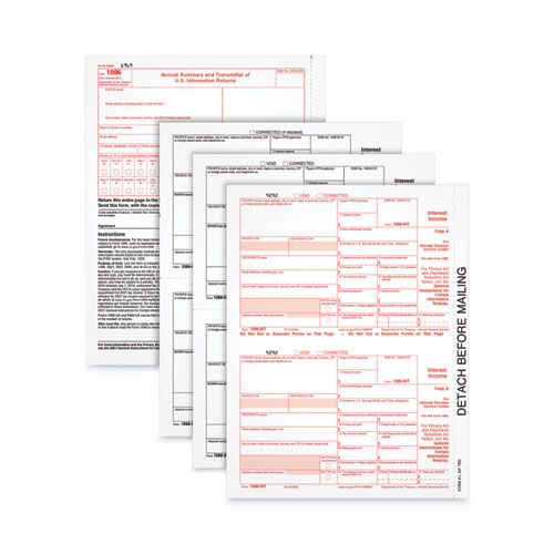 Picture of 1099 Tax Forms, Fiscal Year: 2022, Three-Part Carbonless, 8.5 x 5.5, 2 Forms/Sheet, 50 Forms Total