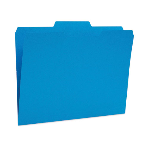 Picture of Reinforced Top Tab File Folders, 1/3-Cut Tabs: Assorted, Letter Size, 10.5-pt Stock, Blue, 24/Pack
