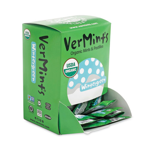 Picture of VerMints Organic Mints/Pastilles, Wintergreen, 2 Mints/0.7 oz, Individually Wrapped, 100/Box