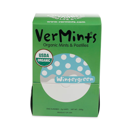 Picture of VerMints Organic Mints/Pastilles, Wintergreen, 2 Mints/0.7 oz, Individually Wrapped, 100/Box