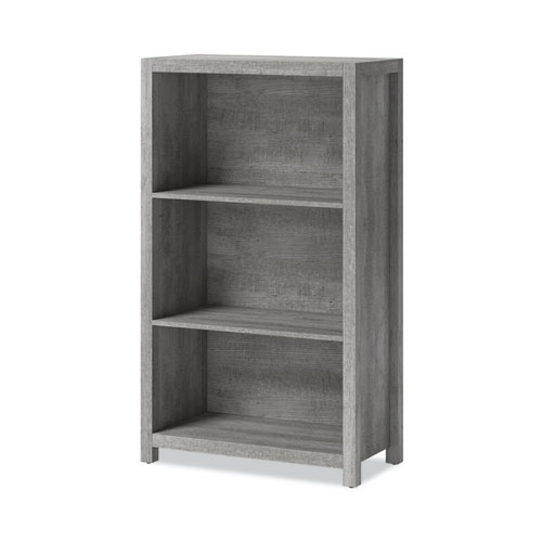 Picture of Fallbrook Bookcase, Three-Shelf, 28w x 14d x 48.25h, Smoked Ash/Rustic Warm Gray