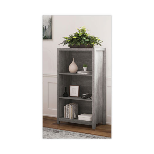 Picture of Fallbrook Bookcase, Three-Shelf, 28w x 14d x 48.25h, Smoked Ash/Rustic Warm Gray