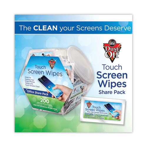 Picture of Touch Screen Wipes, 5 x 6, Citrus, 200 Individual Foil Packets in an Easy Grab Jar