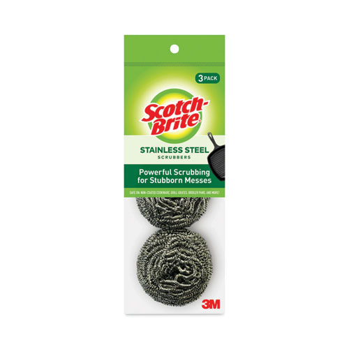 Picture of Metal Scrubbing Pads, 2.25 x 2.75, Silver, 3/Pack, 8 Packs/Carton