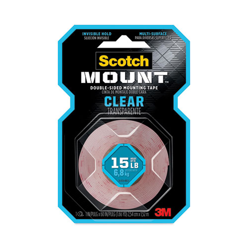 Picture of Permanent Clear Mounting Tape, Holds Up to 15 lbs, 1 x 60, Clear