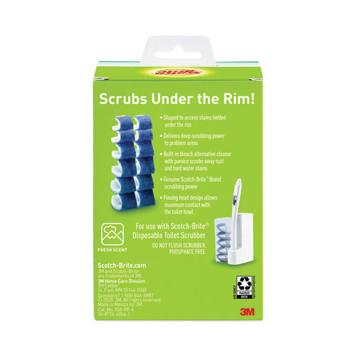 Picture of Disposable Toilet Scrubber Refill, Blue/White, 10/Pack