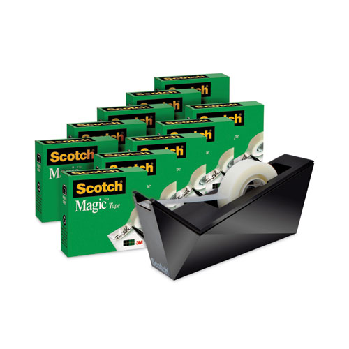 Picture of Magic Tape Desktop Dispenser Value Pack, 1" Core, 0.75" x 83.33 ft, Clear, 10/Pack