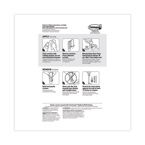 Picture of General Purpose Hooks, Medium, Metal, White, 2 lb Capacity, 35 Hooks and 40 Strips/Pack